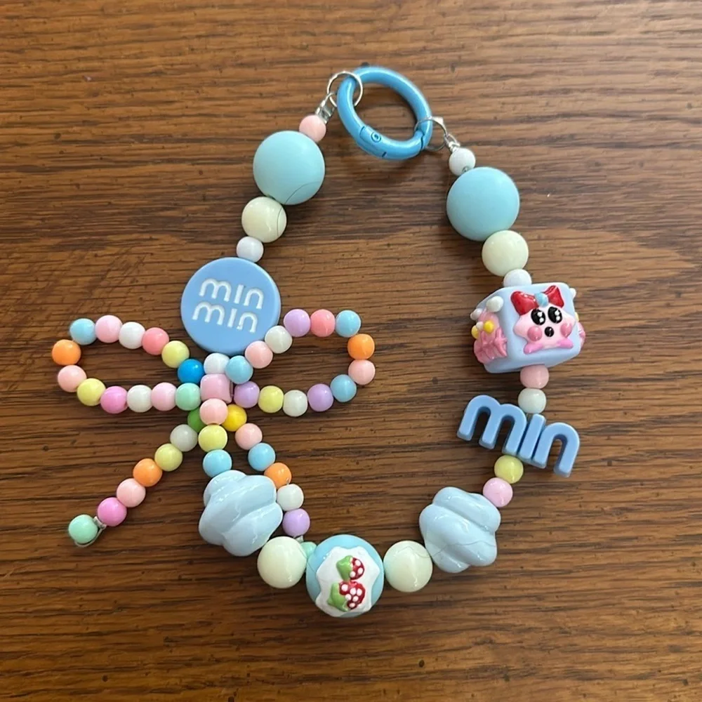 Beaded charm keychain